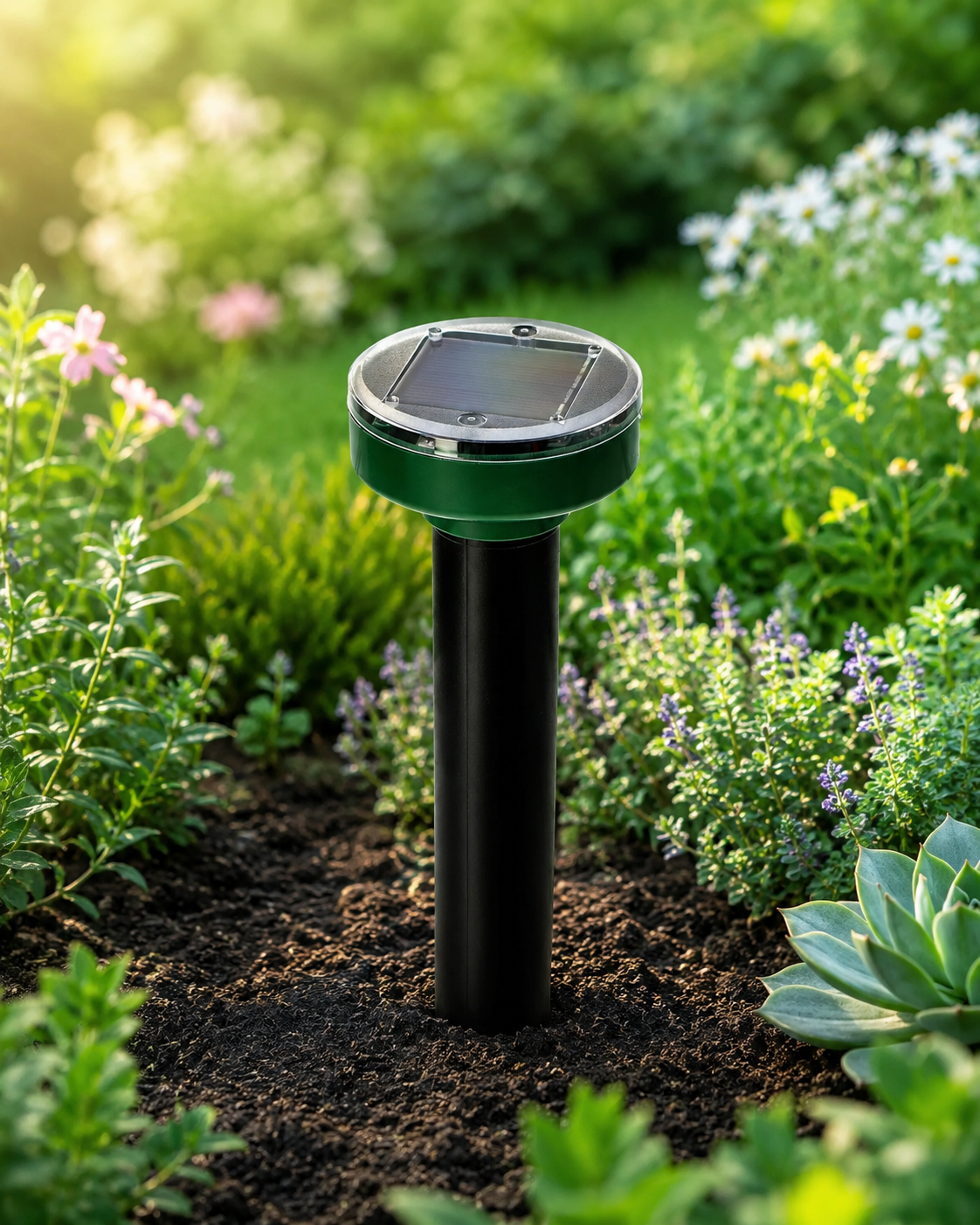 Repelix Solar Guard in a lush pest-free garden