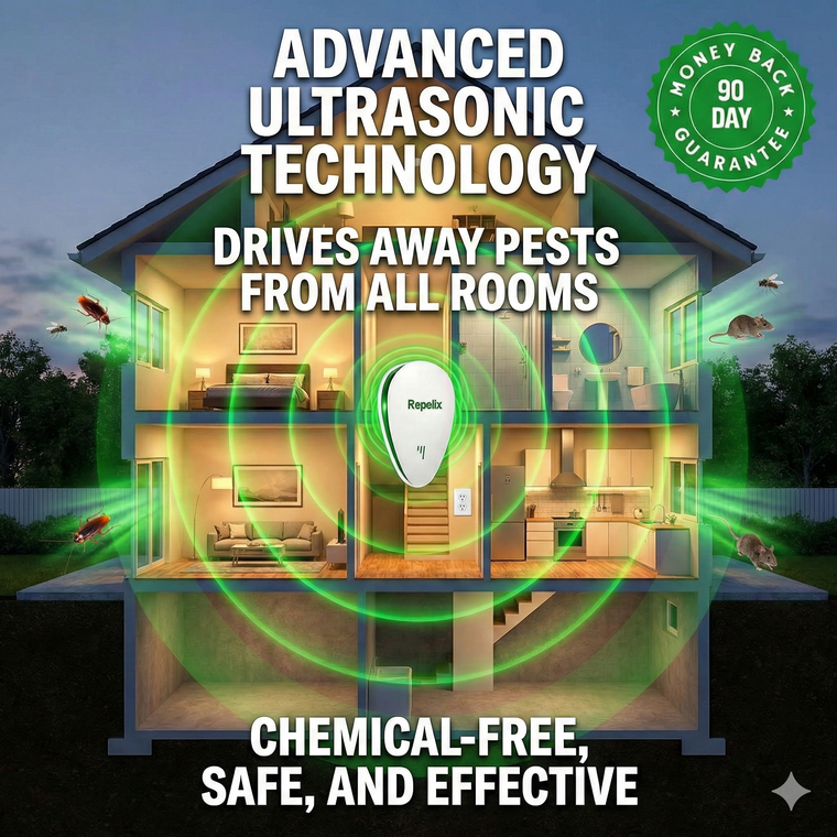 Repelix plug-in pest repeller in a wall outlet protecting a home