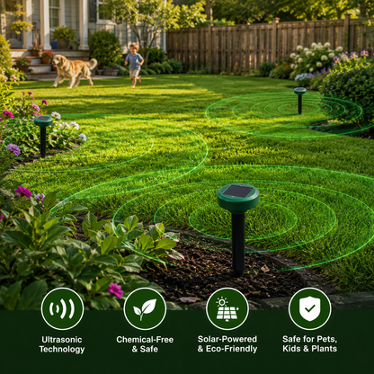 Family and dog enjoying a pest-free lawn